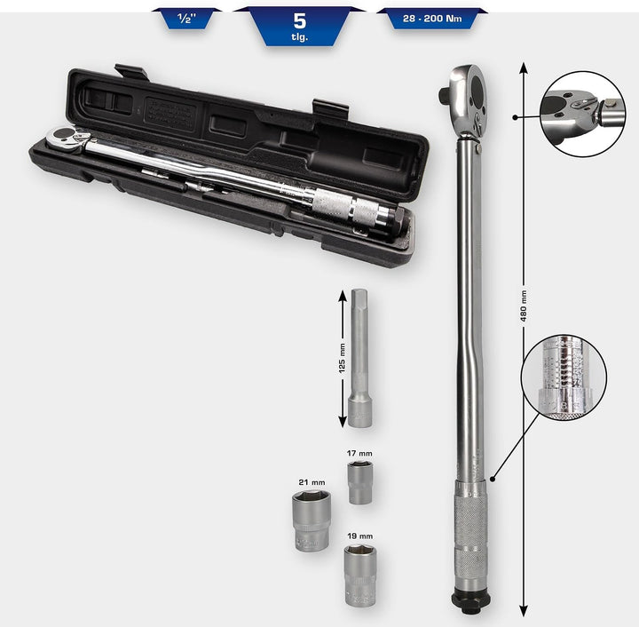 BRILLIANT TOOLS BT142005 Drehmomentschlüssel-Satz, 5-tlg [Powered by KS TOOLS] 5-tlg. 28 - 200 Nm, 5