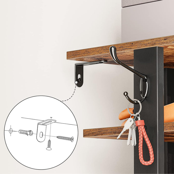 HOOBRO 8-lagiges Schuhregal, schmales Schuhablage, 50 cm Schuhschrank mit 2 Haken, Ablagegestelle, p