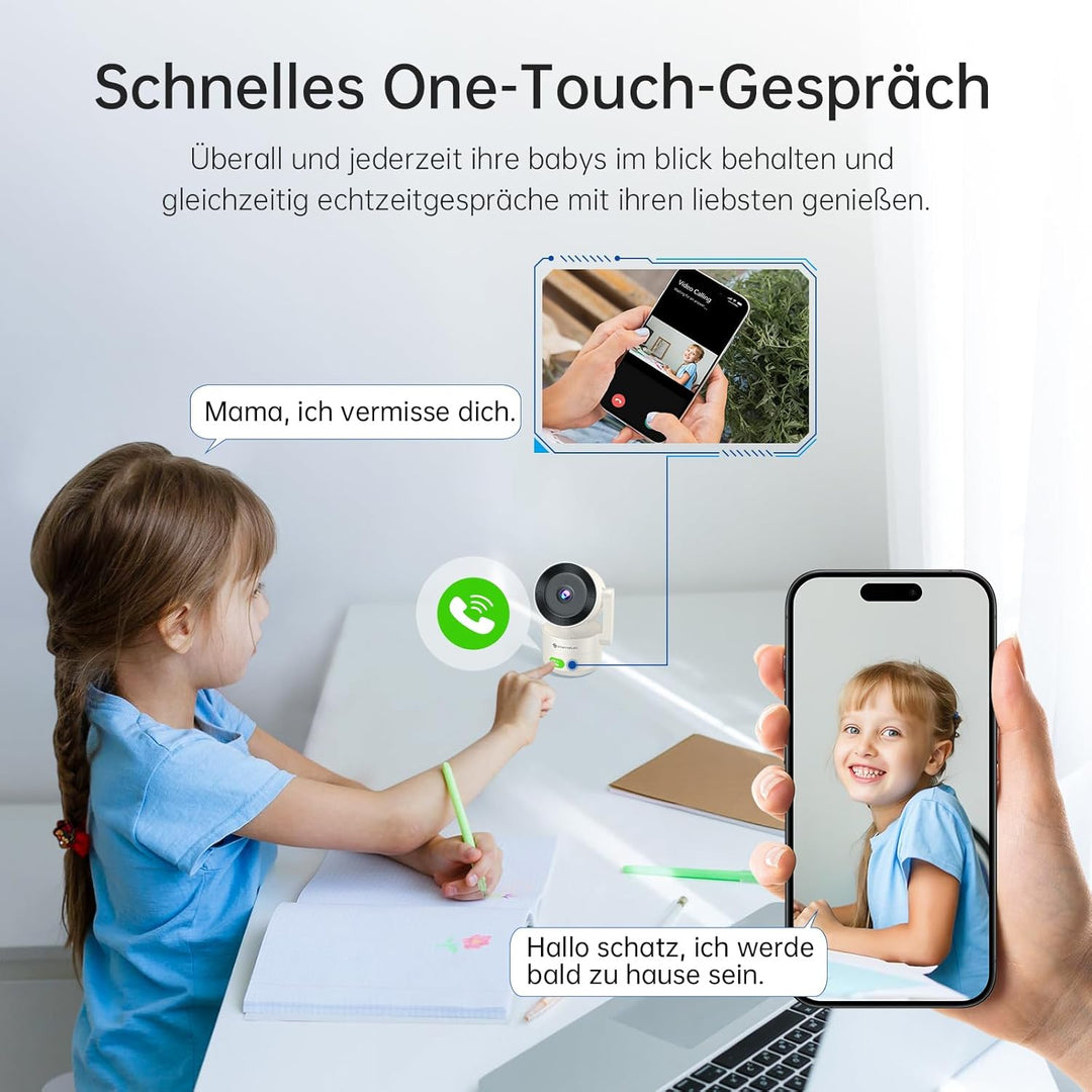 SYMYNELEC 2K 4MP Überwachungskamera Innen 360°, 5GHz/2,4GHz WLAN Überwachung mit KI Bewegungserkennu