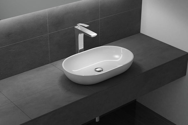 doporro Design Waschbecken Bad 54x34x10,5cm | Waschtisch aus hochwertigem Guss-Marmor in Weiss Hochg