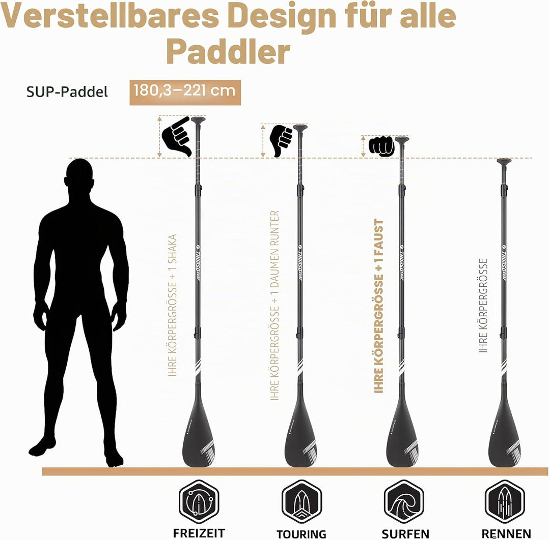 THURSO SURF Carbon Elite SUP Paddel Vollständiges Carbonfaser Paddel Board Paddel Kajakblatt Konvert