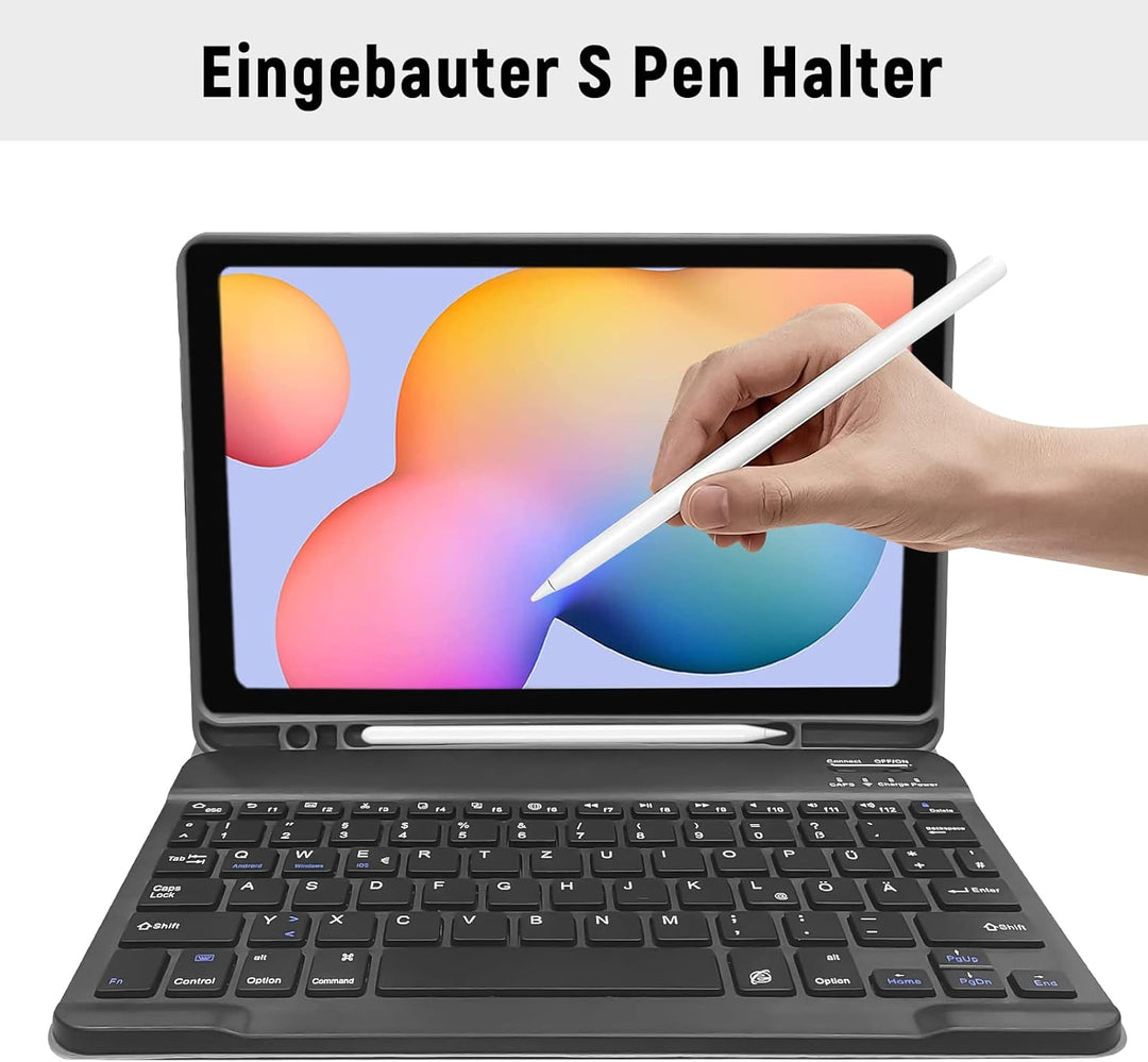 Hülle mit Tastatur für Samsung Galaxy Tab S6 Lite(Deutsches QWERTZ), Tab S6 Lite Hülle mit Pencil Ha
