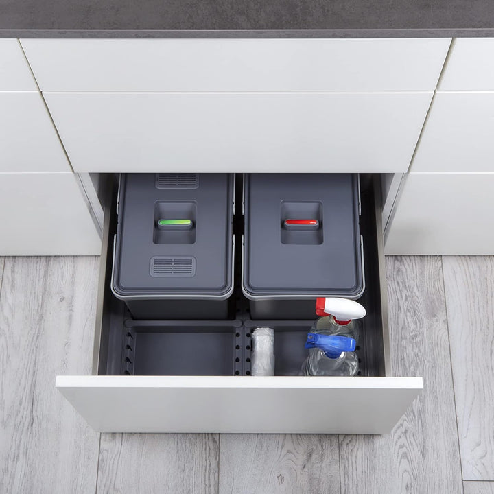SOTECH Abfallsammler Draw 12+12L Abfalleimer mit Deckel Abfallsystem für Auszug Korpusbreite 60 cm D