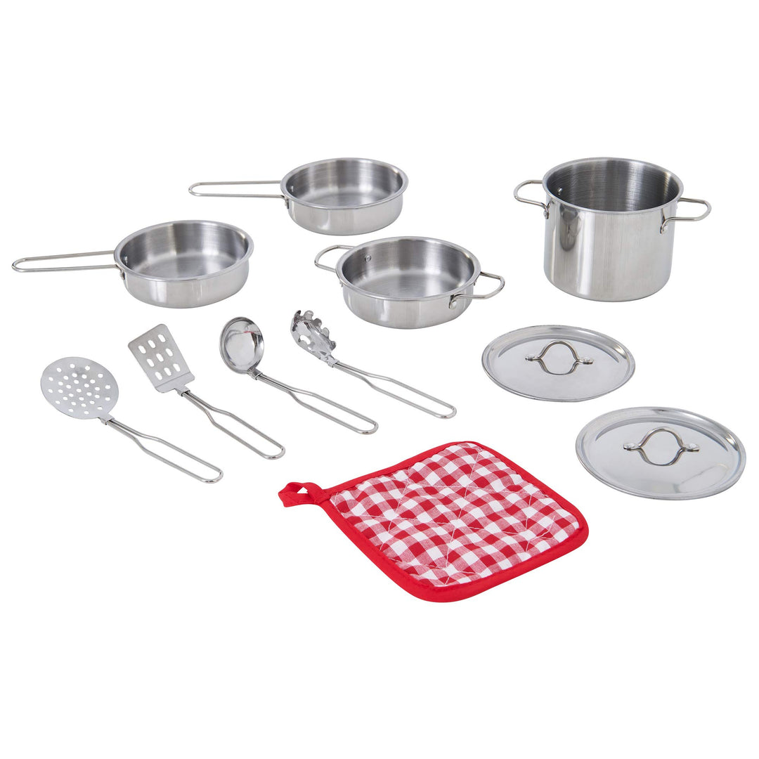 Teamson Kids - Little Chef Frankfurt Edelstahl Kochzubehör-Set - Multi-Color- 11 Stück