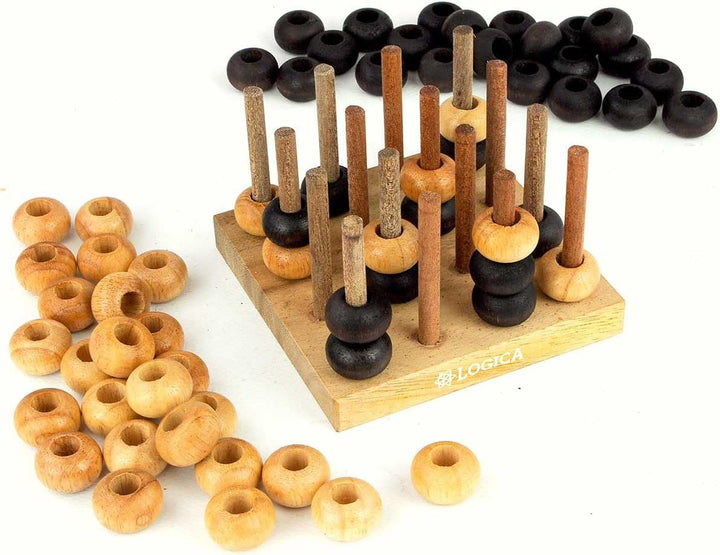 Logica Spiele Art. Vier Gewinnt 3D - Brettspiele aus Holz - Strategiespiel für 2 Spieler - Reisevers