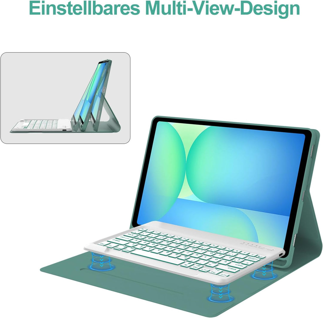 IVEOPPE Hülle mit Tastatur für Samsung Galaxy Tab S10 FE+ 13.1 Zoll, Deutsches QWERTZ-Layout, Tastat