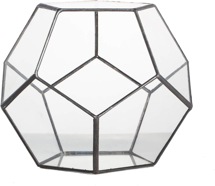 NCYP Handmade Blumentopf Transparentes fünfeckiges Dodekaeder Glas, Terrarium, auch für Sukkulenten,
