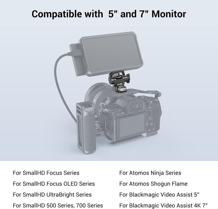 SMALLRIG Kamera Monitor Mount mit 3/8'' Schraube für ARRI-Style, 360° schwenkbarer und 180° neigbare
