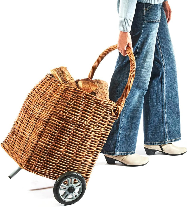 Kaminholzwagen mit Rollen Brennholzwagen - aus Rattan lacak