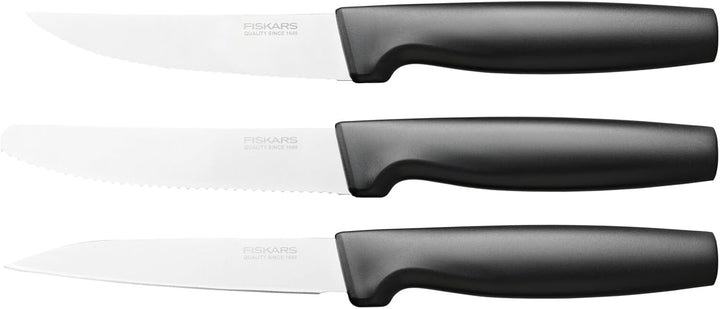 Fiskars Kleines Messer-Set, 3-teilig, Functional Form, Schälmesser, Allzweckmesser & Tischmesser, Fu