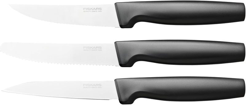 Fiskars Kleines Messer-Set, 3-teilig, Functional Form, Schälmesser, Allzweckmesser & Tischmesser, Fu