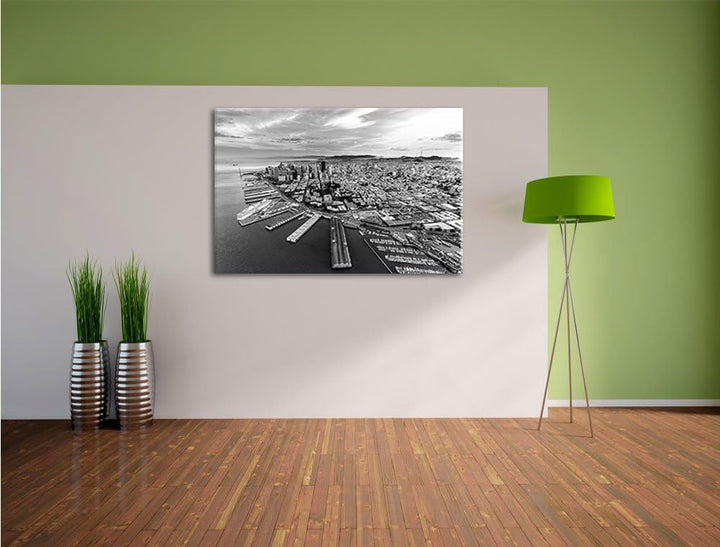 Pixxprint San Francisco B&W als Leinwandbild/Grösse: 100x70 / Wandbild/Kunstdruck/fertig bespannt, 1