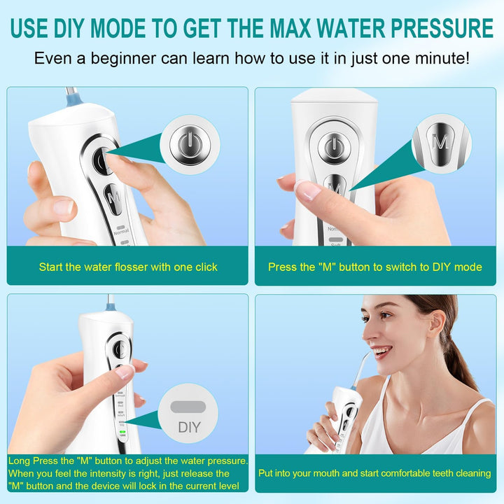Munddusche Kabellos Trragba Elektrische 320ML Wassertank Zahndusche IPX7 Wasserdicht für Oral Health