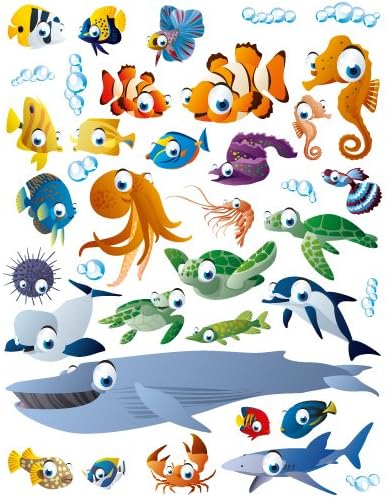 Wandkings Ozean Unterwasserwelt Wandsticker Megapack Set, 72 Aufkleber, Gesamtfläche 260 x 70 cm