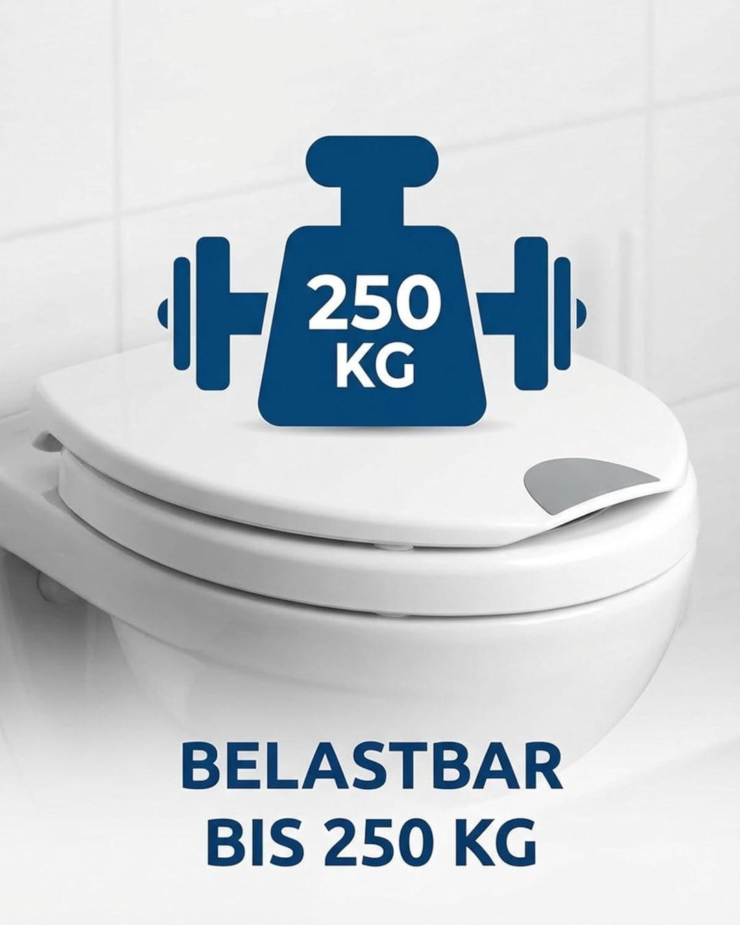 Novara Plus Duroplast WC Sitz Erhöhung 5 cm mit Absenkautomatik, bis 250 kg belastbar, bequem Sitzen