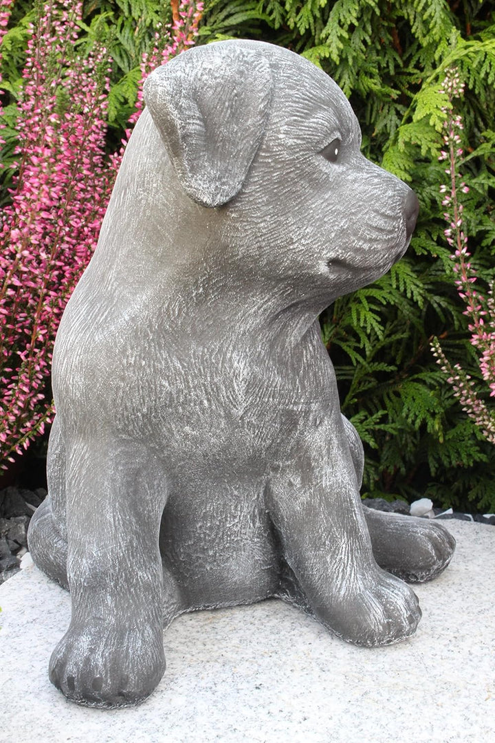 STEINFIGUREN SPICKER Steinfigur Hund sitzend 173/1, Gartenfigur Steinguss Tierfigur Basaltgrau