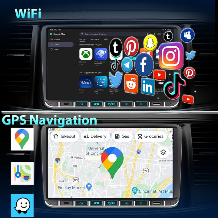 Android Autoradio Bluetooth mit Bildschirm(9”) für VW Golf 5 6 T5 Polo 6r Caddy Passat Touran Seat,