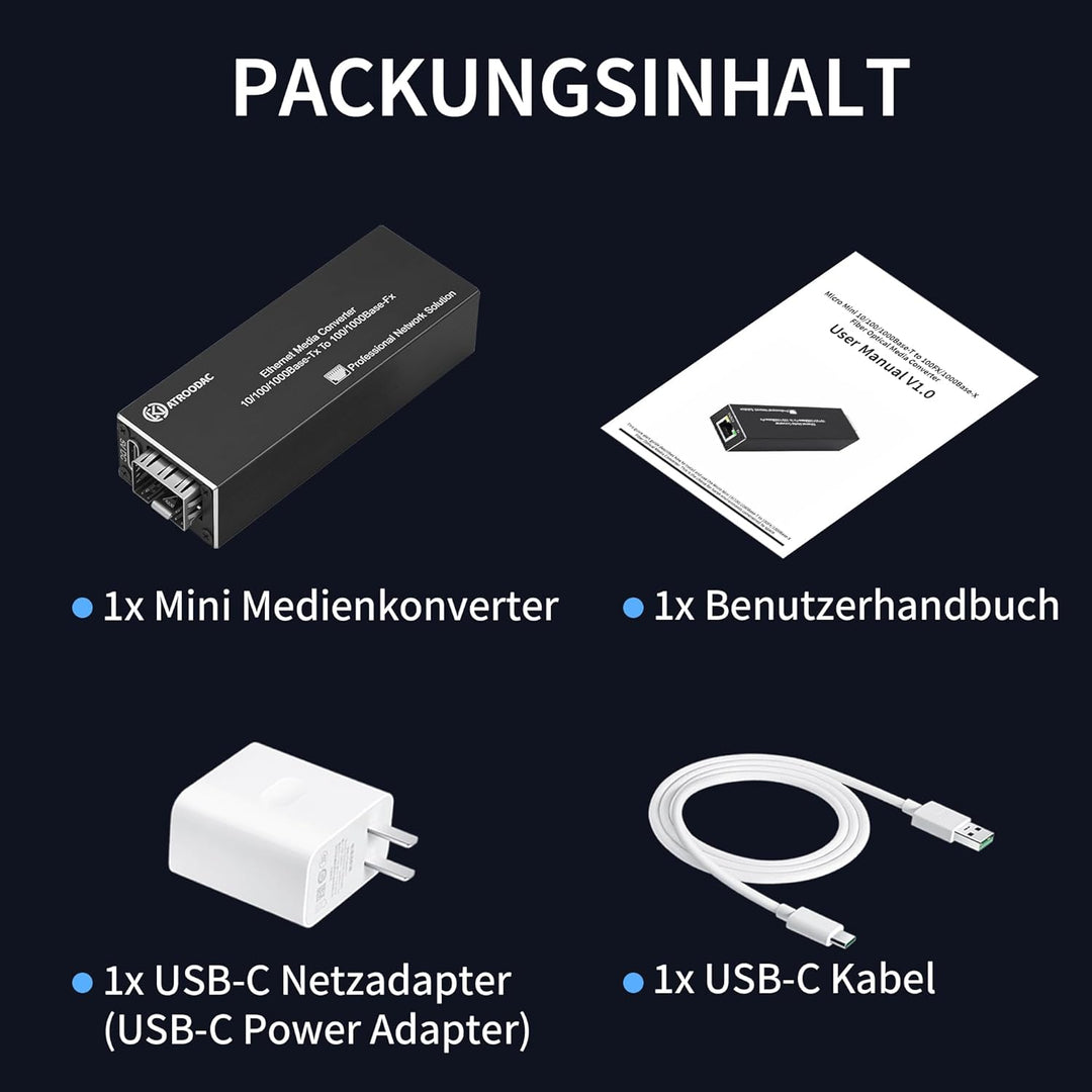 Mikro Gigabit Glasfaser Ethernet Medienkonverter – 10/100/1000BASE-T RJ45 auf SFP Steckplatz, Duale