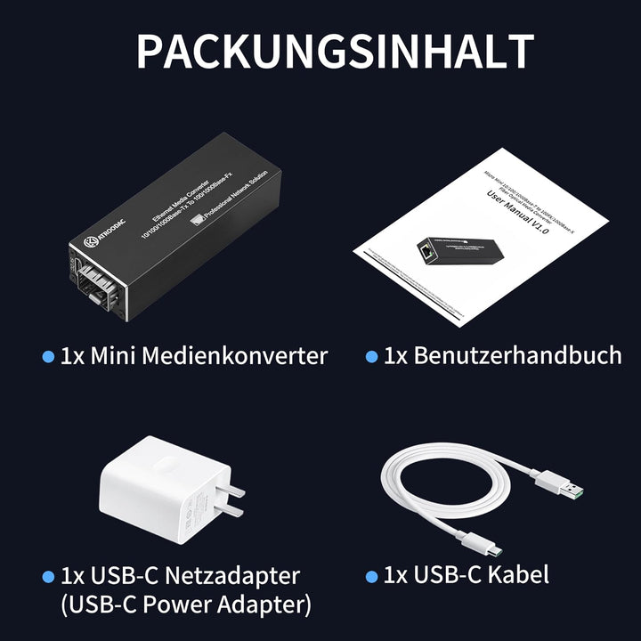 Mikro Gigabit Glasfaser Ethernet Medienkonverter – 10/100/1000BASE-T RJ45 auf SFP Steckplatz, Duale