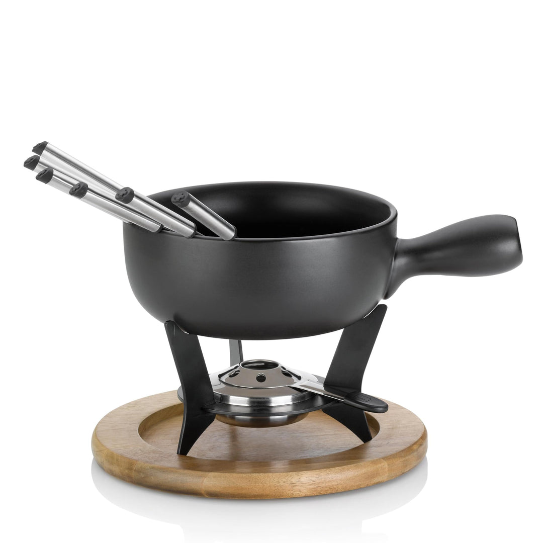 kela Käsefondue-Set Country Keramik schwarz 21cm 22cmØ, 22x22x21 cm