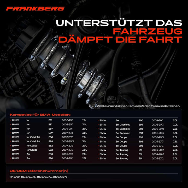 Frankberg 2x Federn Fahrwerksfeder Vorderachse Kompatibel mit 1er E81 E82 E87 E88 2004-2013 3er E90
