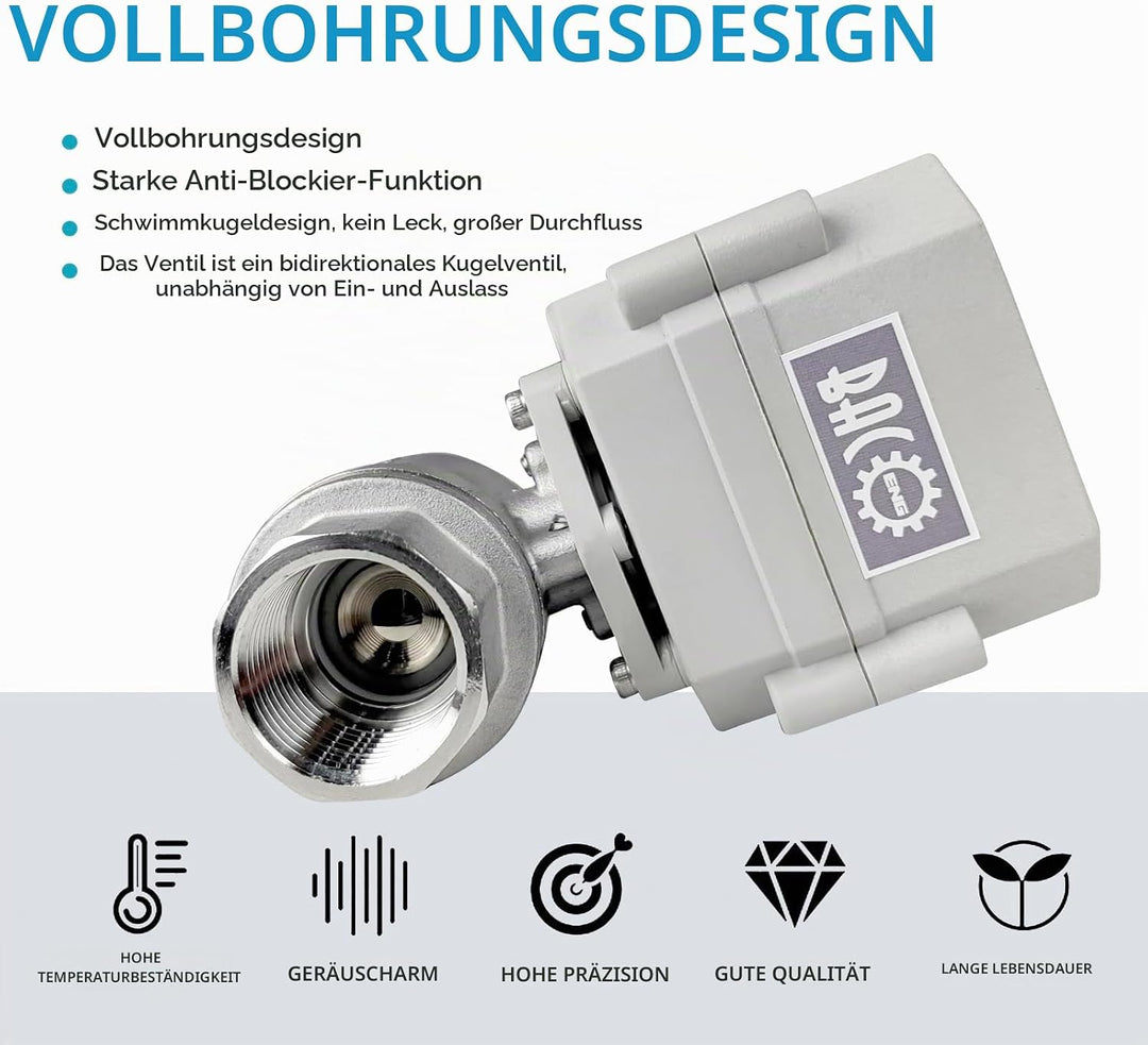 BACOENG AC110/230V 2 Wege 1" Edelstahl Motorkugelhahn Elektrische Zonenventil mit Stecker NC 1" Edes