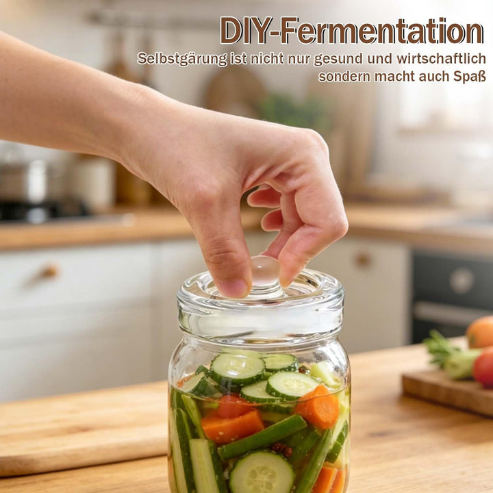 4 Stück Fermentiergewichte mit Ø 8 cm, Glasgewichte zum Fermentieren von Gemüse in Salzlake, Ideal z