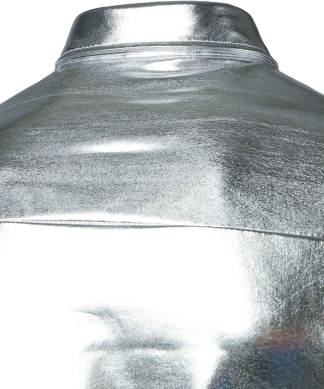 JOGAL Herren Metallic Glänzend Bronzing Nachtklub Party Hemd Silber XXL, Silber XXL