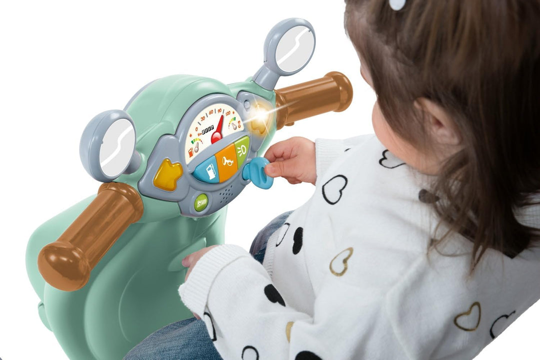 Chicco Vespa Primavera für Kinder Grün, fahrbares Spielzeugmotorrad mit elektronischem Bedienfeld, L