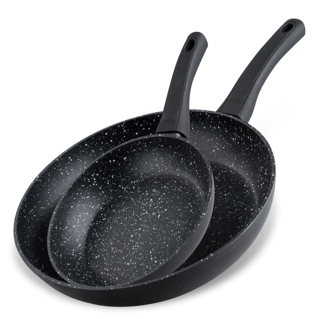 Fackelmann Bratpfannen Set Marble 20 cm & 28 cm, Antihaft-Pfannen aus 90% recyceltem Aluminium mit e