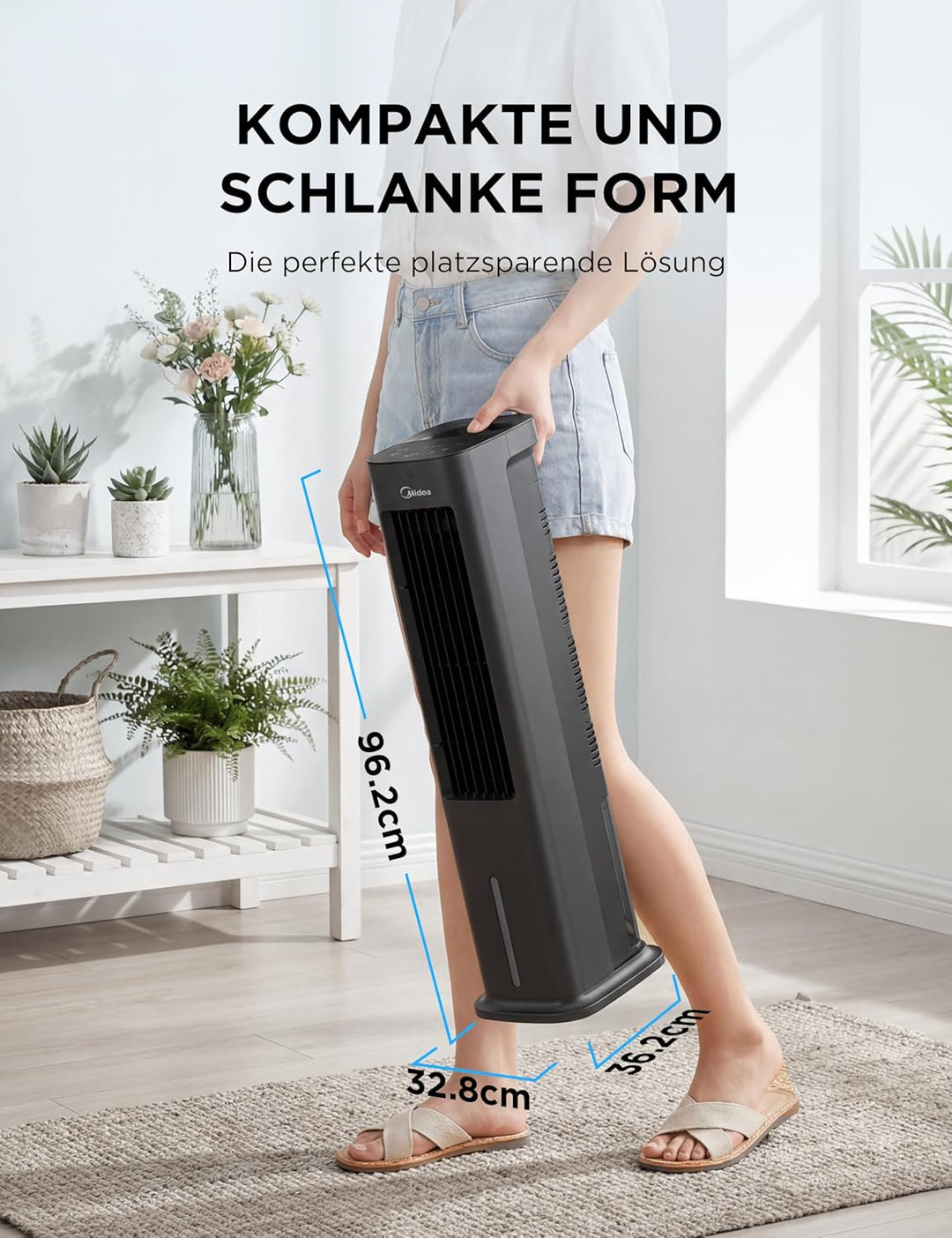 Midea Silent Air Cooler Pro 4-in-1 Mobile Klimaanlage Leiser:Luftkühler,Turmgebläse,Luftbefeuchter u