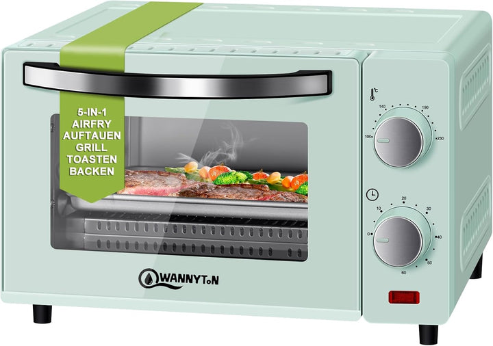 WANNYTON Minibackofen, Backofen 10 L, 650 Watt, 100-230 °C Timer 0-60 Min. inkl. Backblech Grillrost