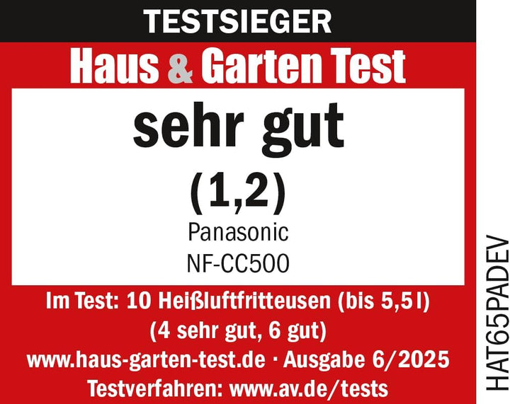 Panasonic NF-CC500SXE Air Fryer mit Sichtfenster, 5 l, 80–200 °C, digitaler Timer & LCD-Display, san