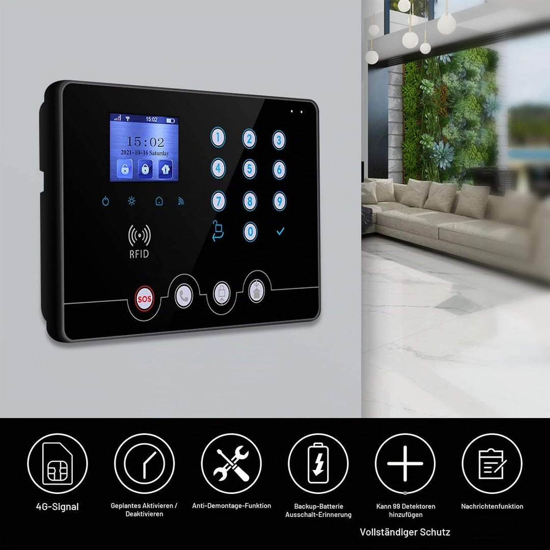 Wolf Guard W4Q-W03 WiFi + 4G Wireless Home Einbrecher Alarmanlage Kit Tuya Smartlife APP, mit Sirene