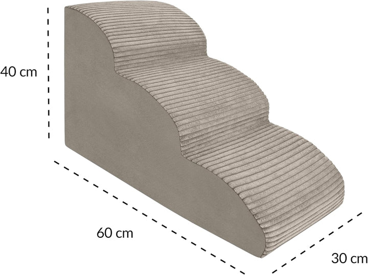 Hundetreppe 3 Stufen - 60 x 30 x 40 cm - rutschfest Weich für Kleine Hunde Haustiertreppe Stabil Sic