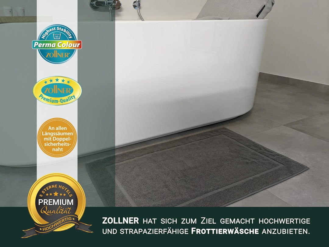 ZOLLNER 2er Set Badematten in 50x80 cm - besonders saugstarke und weiche Badvorleger in Taupe - mit