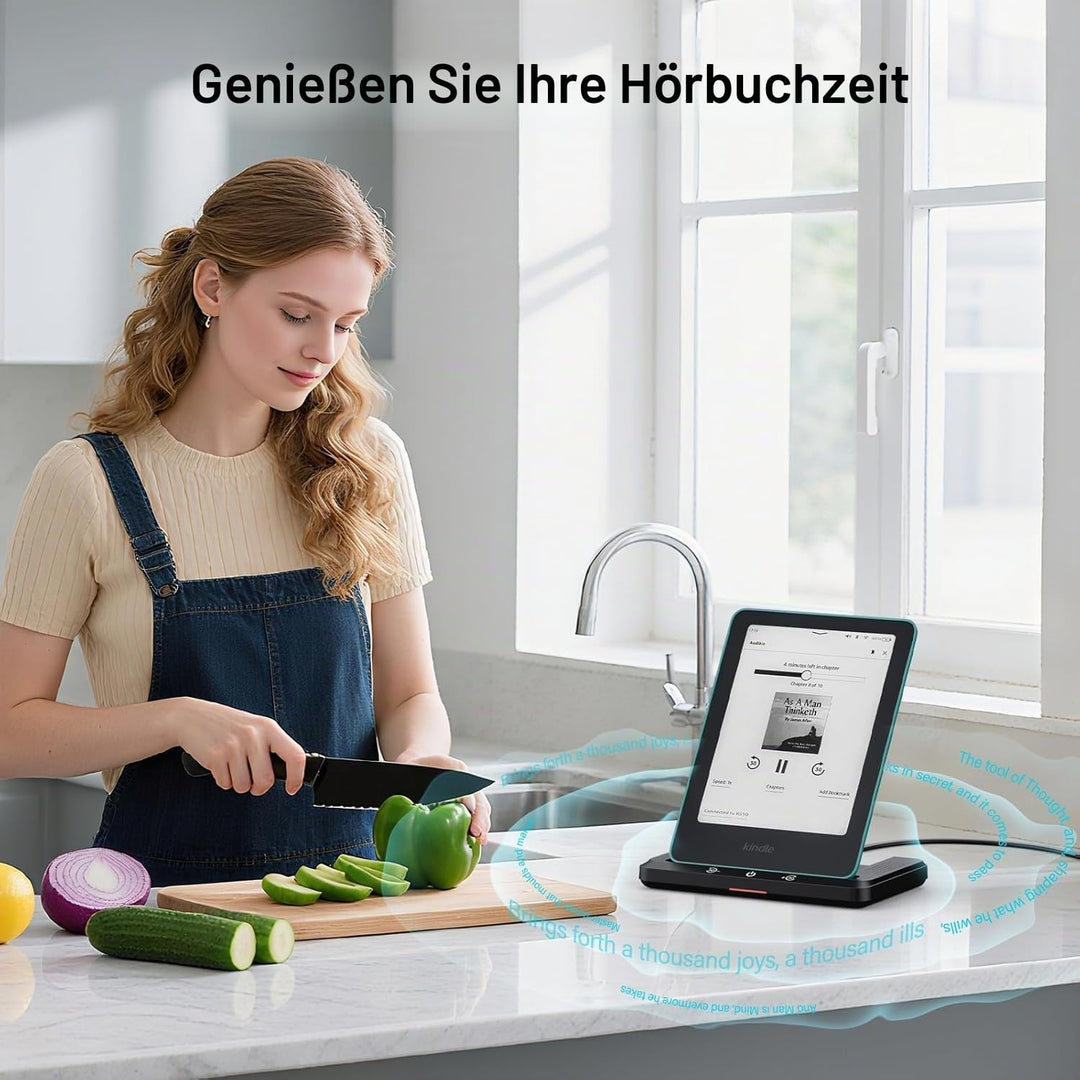 Hörbuch Lautsprecher Mit Kabelloses Ladestation für Kindle Paperwhite Signature Editions (2022 und 2
