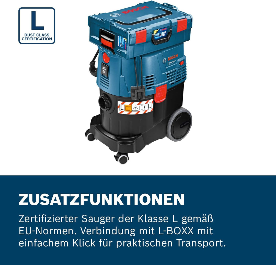 Bosch Professional Nass-/Trockensauger GAS 35 L SFC+ (inkl. 1x Zellulose-Flachfaltenflter, Fugendüse