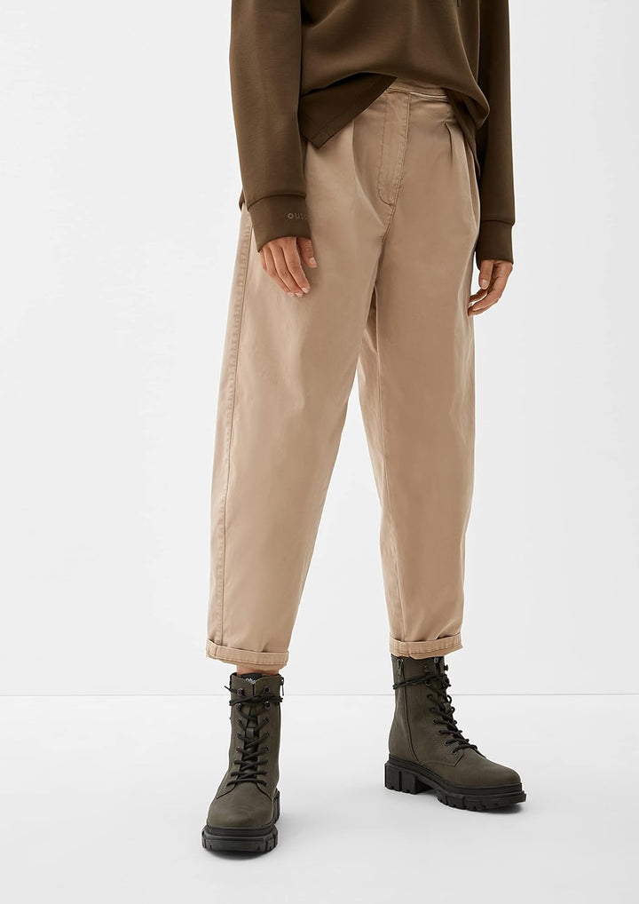 s.Oliver Damen Loose: Hose mit Barrel leg 38 Braun, 38 Braun