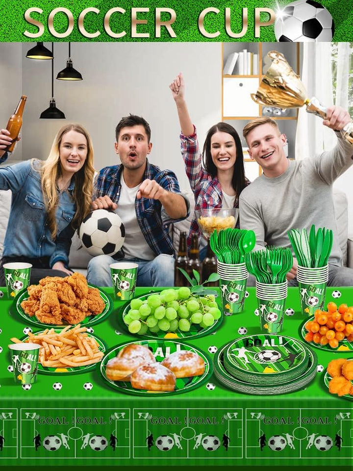 Nkaiso Partygeschirr Kindergeburtstag,141Stück Fussball Deko Geburtstag Pappteller Party Set mit Ges