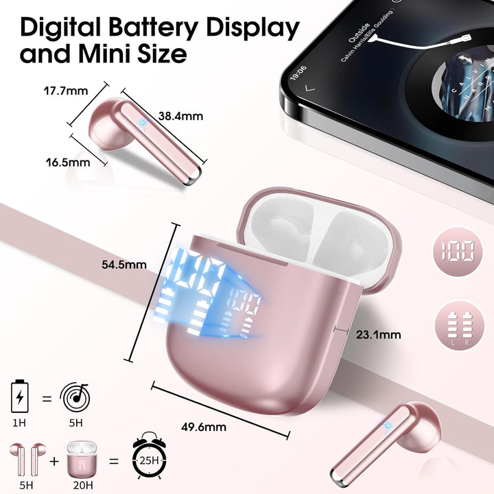 OYIB Bluetooth Kopfhörer, 2024 In Ear Kopfhörer Kabellos Bluetooth 5.3 Kopfhörer mit ENC Mic, 25 Std