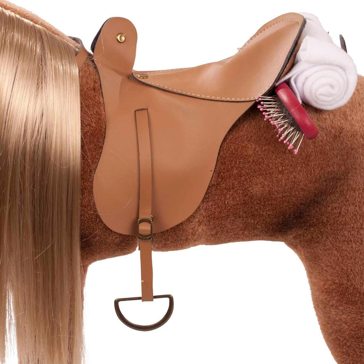 Götz 3402375 Brown Beauty Kämmpferd - braunes Plüschpferd mit einem Stockmass von ca. 37 cm und eine