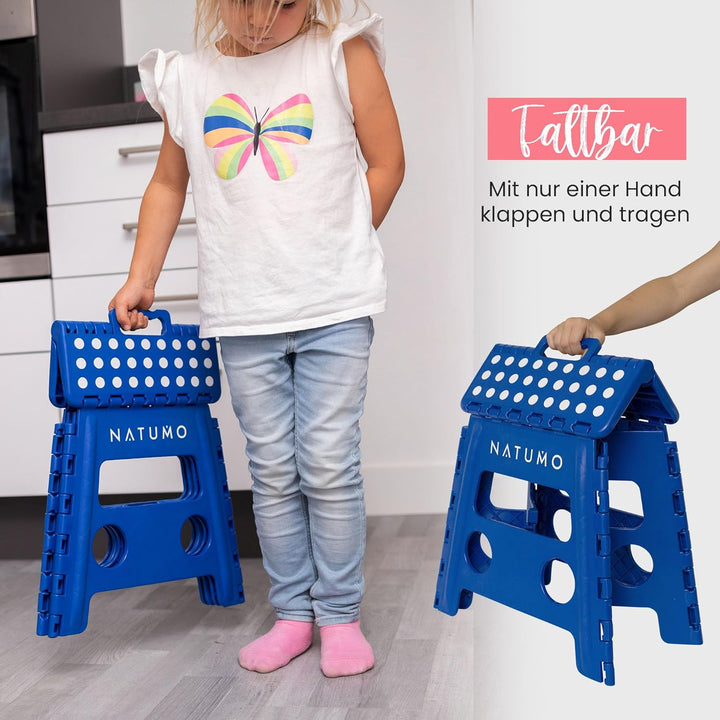 NATUMO® XL Tritthocker Kinder + Erwachsene, Klapphocker faltbar, Leichter und Rutschfester Klapptrit