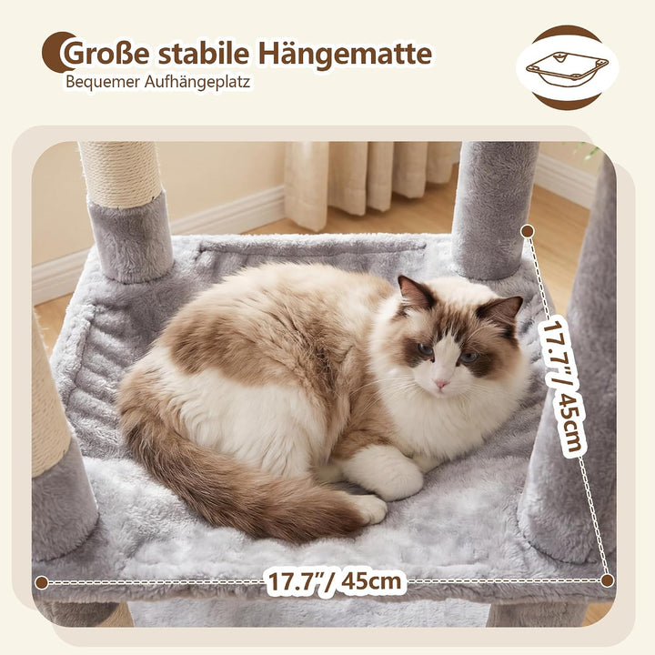 Heybly 135cm Eck Katzenbaum für Grosse Katzen, Natursisal-Kratzstämme, platzsparendes Eckdesign, fäc