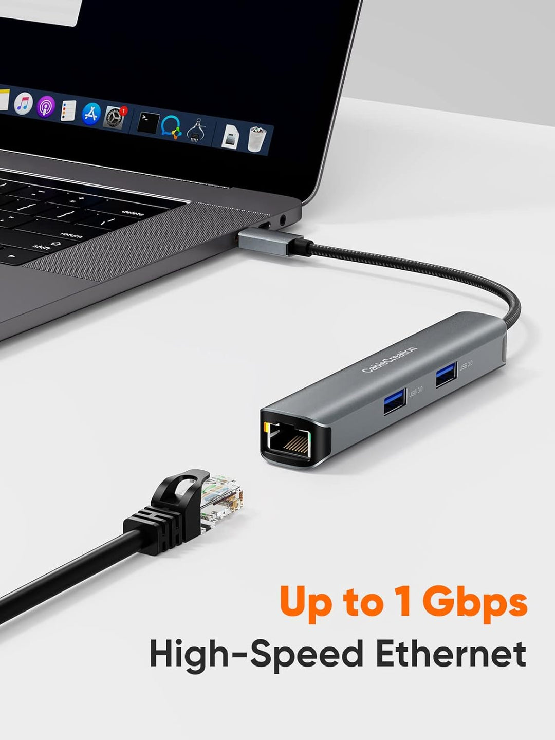 USB-C Hub Multiport Adapter, CableCreation 5-in-1 USB C Hub Ethernet HDMI mit 4K@30Hz, 3 USB 3.0-Ans