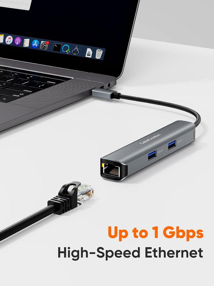 USB-C Hub Multiport Adapter, CableCreation 5-in-1 USB C Hub Ethernet HDMI mit 4K@30Hz, 3 USB 3.0-Ans