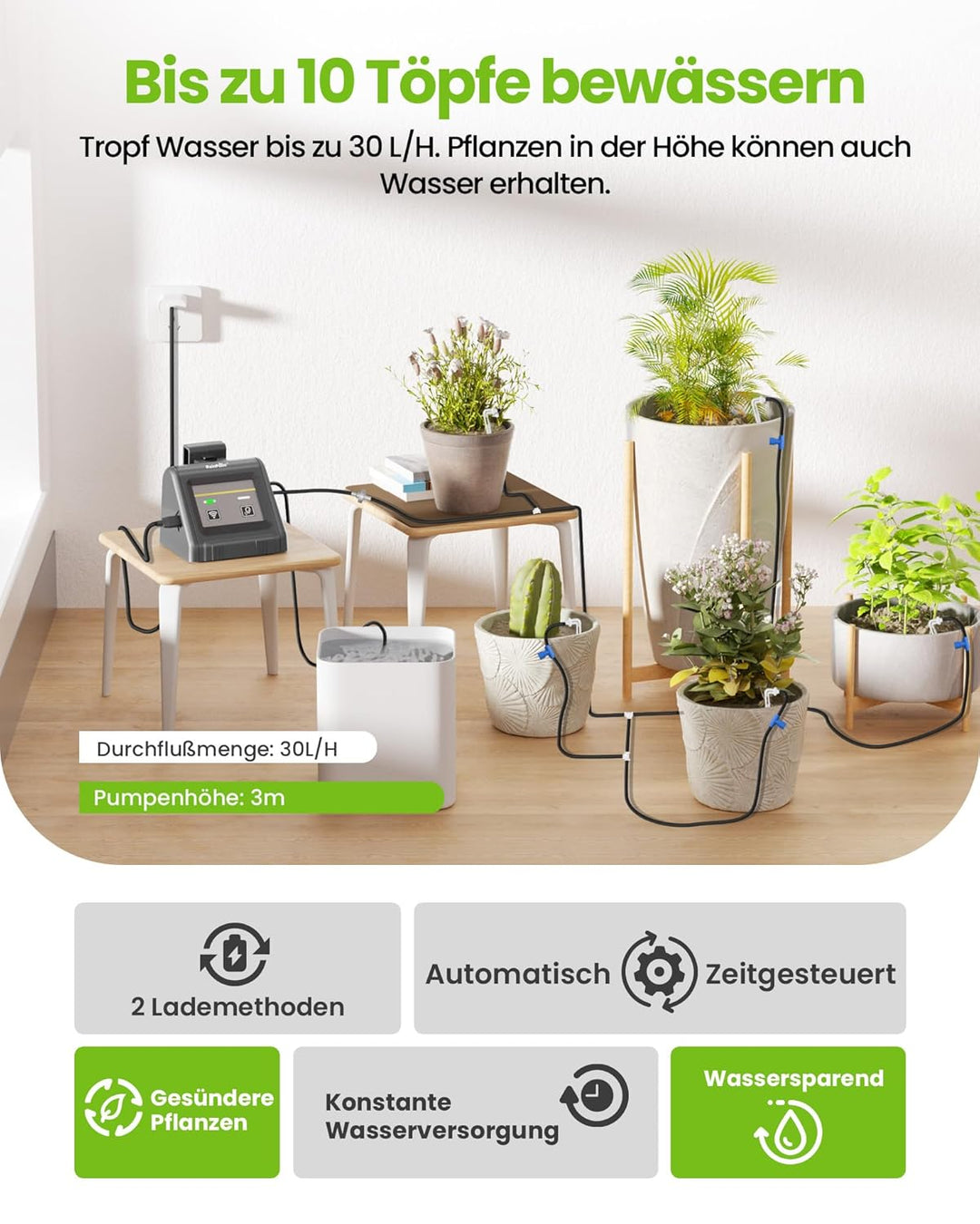 RAINPOINT WiFi Automatisches Bewässerungssystem, Einstellbare Wassermenge, APP-Fernbedienung Automat