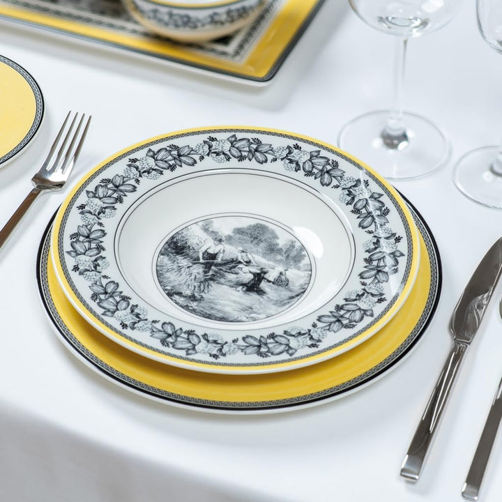 Villeroy und Boch Audun Ferme Suppenteller, Premium Porzellan 24X24X3,5CM Landhaus &amp; Rustikal, 24X24