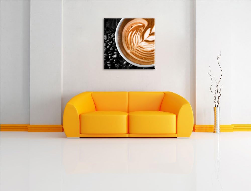 Pixxprint Edler Kaffee mit Schaumverzierung als Leinwandbild/Grösse: 70x70 cm/Wandbild/Kunstdruck/fe