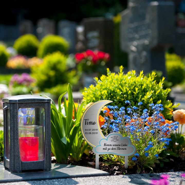CHRISCK design Edelstahl Grabstecker - Blumenstecker - Gartenstecker | Personalisierte Metall Grabde